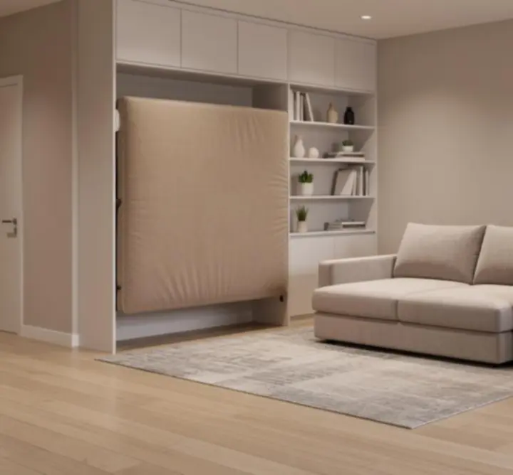 Kompaktowe studio z wielofunkcyjnymi meblami i strategicznym strefowaniem