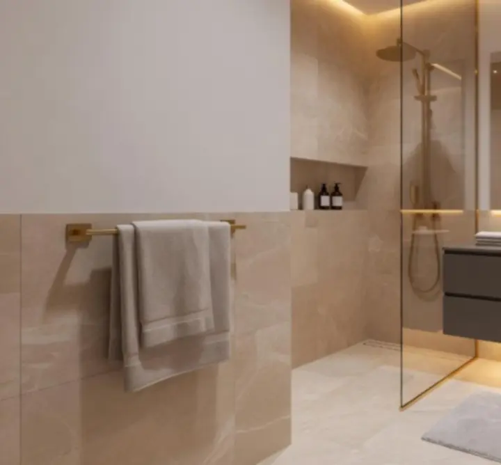 Luksusowa łazienka w stylu SPA z naturalnymi teksturami